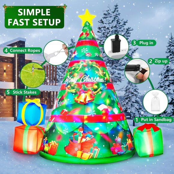 🆕 7 FT Christmas Inflatable Santa Claus Outdoor Gift Bag Blow up LED Decoration - Picture 7 of 7